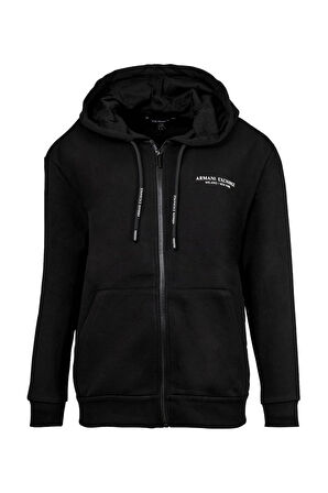 Kadın Regular Fit Fermuarlı Kapüşonlu Sweatshirt - Siyah | S