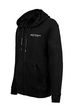 Kadın Regular Fit Fermuarlı Kapüşonlu Sweatshirt - Siyah | L