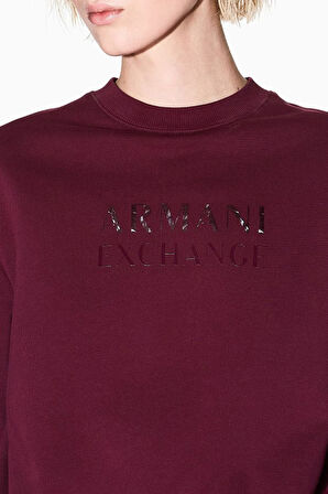 Kadın Balon Kollu Crop Sweatshirt - Mürdüm | S