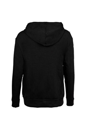 Kadın Regular Fit Fermuarlı Kapüşonlu Sweatshirt - Siyah | L