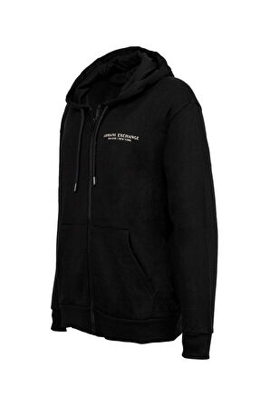 Kadın Regular Fit Fermuarlı Kapüşonlu Sweatshirt - Siyah | L