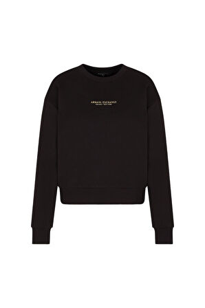 Kadın Regular Fit Gold Logolu Sweatshirt - Siyah | XL