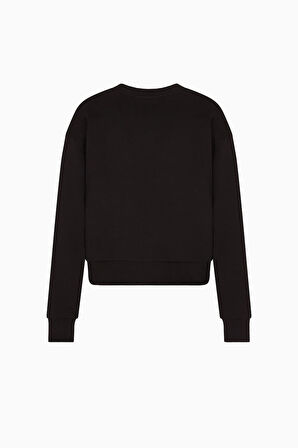 Kadın Regular Fit Gold Logolu Sweatshirt - Siyah | XL