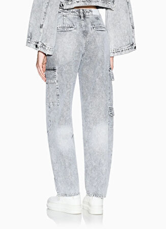 Armani Exchange Yüksek Bel Düz Paça Standart Bej - Gri Kadın Denim Pantolon XW001396