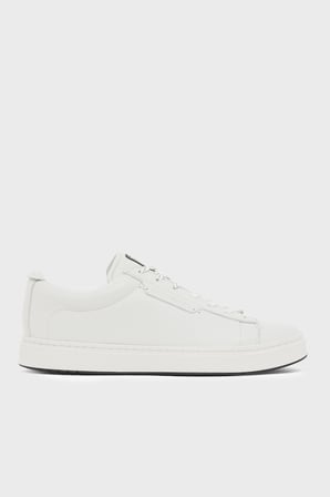 Emporio Armani Deri Logolu Sneaker Ayakkabı Erkek AYAKKABI EM005292 AF24320 U0003 BEYAZ