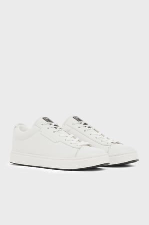 Emporio Armani Deri Logolu Sneaker Ayakkabı Erkek AYAKKABI EM005292 AF24320 U0003 BEYAZ