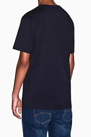 Erkek Regular Fit Kabartma Yazı Logolu Pamuklu T-Shirt - Lacivert | S