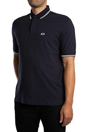 Erkek Regular Fit Yakası Çizgili Polo Yaka T-Shirt - Lacivert | M