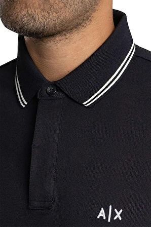 Erkek Regular Fit Yakası Çizgili Polo Yaka T-Shirt - Lacivert | M
