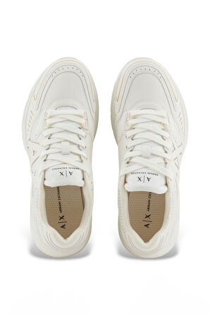 Kadın Metalik Detaylı Kalın Tabanlı Sneaker - Krem | 37