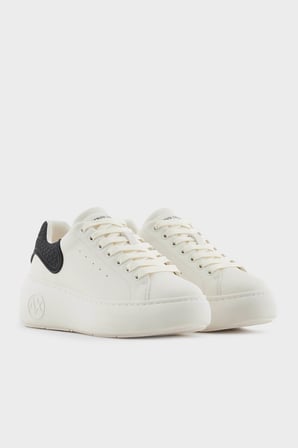 Armani Exchange Logolu Kalın Taban Sneaker Ayakkabı Kadın AYAKKABI XW002149 AF19528 M0017 EKRU-SİYAH