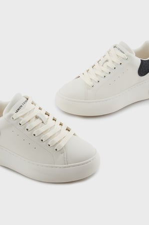 Armani Exchange Logolu Kalın Taban Sneaker Ayakkabı Kadın AYAKKABI XW002149 AF19528 M0017 EKRU-SİYAH
