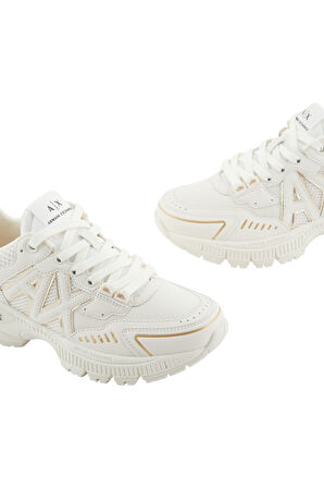 Kadın Metalik Detaylı Kalın Tabanlı Sneaker - Krem | 38,5
