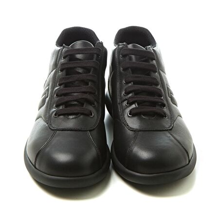 Frau Yuvarlak Burun Kısa Topuk Bağcıklı Spor Siyah Klasik Bot 