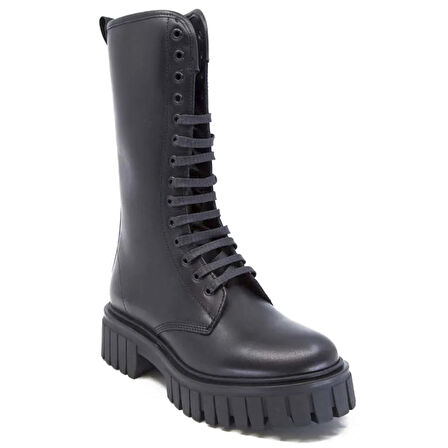 Kadın Bot 86L4 Frau PONCHO Boot With Wedge Outsole Nero