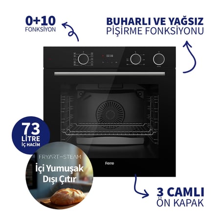 Xe64cs Steamart&fryart Serisi Buharlı Pişirme Siyah Ankastre Fırın (0+10 Konum)