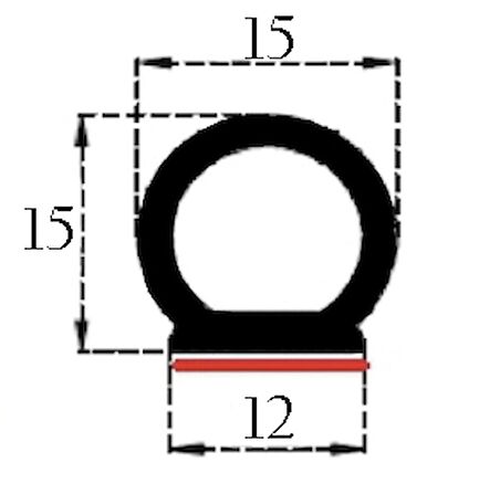 EPDM kauçuk fitil. Kendinden yapışkanlı 12x15 mm