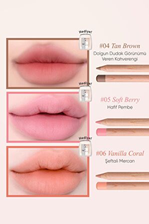 Kremsi Formüle Sahip Dudak Kalemi ve Kalemtıraş Seti Clio Velvet Lip Pencil Set (01 Rosy Pink)