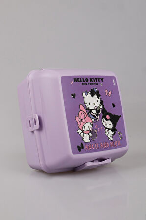 DEKOMUS İLE LİSANSLI HELLO KITTY & BEST FRIENDS KUROMI,MY MELODY 2 KATLI BESLENME KABI/LUNCH BOX 