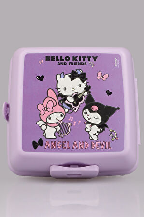 DEKOMUS İLE LİSANSLI HELLO KITTY & BEST FRIENDS KUROMI,MY MELODY 2 KATLI BESLENME KABI/LUNCH BOX 