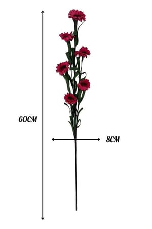 Yapay Çiçek Lateks Papatya Dalı FUŞYA 6 Çiçekli 60 cm Gerçek Dokulu Dekoratif Çiçek