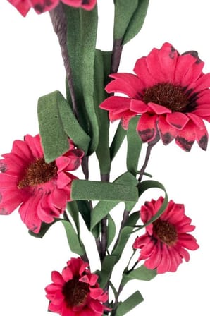Yapay Çiçek Lateks Papatya Dalı FUŞYA 6 Çiçekli 60 cm Gerçek Dokulu Dekoratif Çiçek