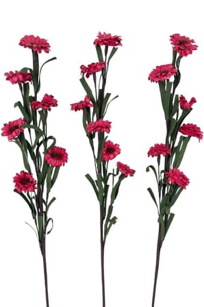Yapay Çiçek Lateks Papatya Dalı FUŞYA 6 Çiçekli 60 cm Gerçek Dokulu Dekoratif Çiçek