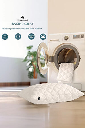 Yumuşak 4 Adet Kapitone Yastık 800 Gram | Fermuarlı Yastık Kılıflı | 50 x 70 cm