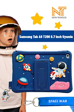 Samsung Tab A8 T290 8.7 Inch Uyumlu Astronot Temalı Askılı Çocuk Tablet Kılıfı