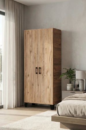 Reyo Falez Mutfak Dolabı Çok Amaçlı, 160cm Kiler Dolabı, 2 Kapaklı 5 Raflı Banyo Dolabı, Atlantik Ça