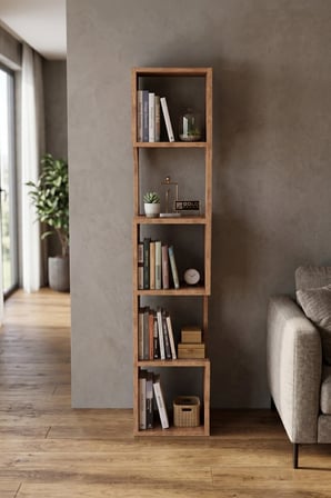 Reyo Falez Kitaplık Ahşap Dekoratif Raf 5 Katlı Modern Çok Amaçlı Kitaplık Salon Ofis Kitaplığı - At