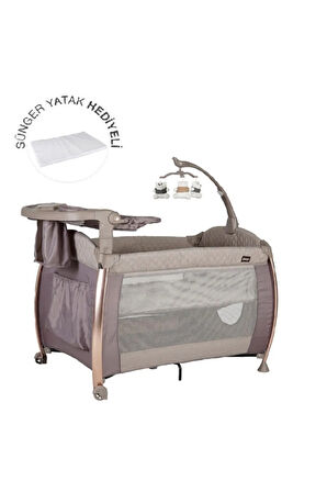 Poky Panama Oyun Parkı Bebek Park Yatak 76x110 Cm Yatak Bej-8038 Yeni Sezon