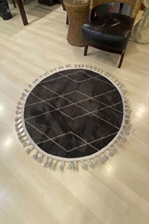 URB 02 BLACK GREY120*120 CM YUVARLAK HALI