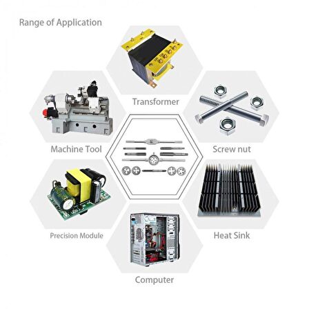 Metrik Kılavuz ve Pafta 12 li Set Çelik Alaşım Musluk Anahtarı El Aracı Metal İşleme 