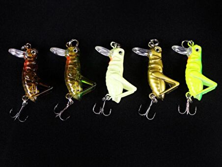 PROFISHER 5 Renk Set 1 Kanca Sahte Yem 3 gr 4 cm Grasshopper