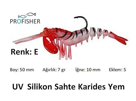 PROFISHER TPR Fosforlu Silikon Sahte Yem 5 cm 7 gr 5 Eklem