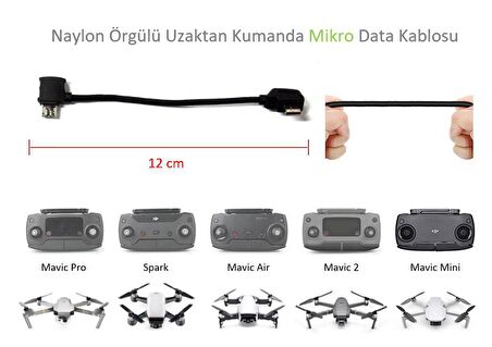 DJI Mavic Pro Uzaktan Kumanda İçin Mikro Data Veri Kablosu Naylon Örgülü 