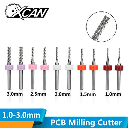 PCB Karbür Freze Kesici 1.0-3.0mm 10lu Set 3.175mm Shank