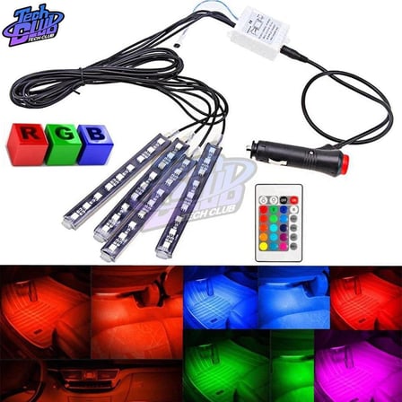 Araç İçi Atmosfer Taban Işık 4*9 Led Kumandalı Çok Renkli