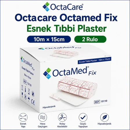 Octacare Octamed Fix Esnek Tıbbi Plaster 10m×15cm (2 Adet)