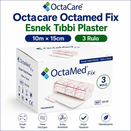 Octacare Octamed Fix Esnek Tıbbi Plaster 10m×15cm (3 Adet)