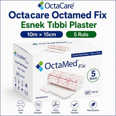 Octacare Octamed Fix Esnek Tıbbi Plaster 10m×15cm (5 Adet)