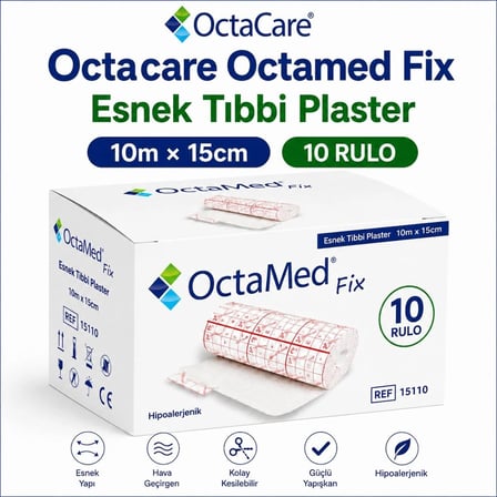 Octacare Octamed Fix Esnek Tıbbi Plaster 10m×15cm (10 Adet)