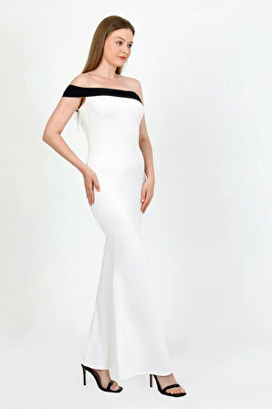 Marvella Siyah Çift Renk Elbise TNS-8041