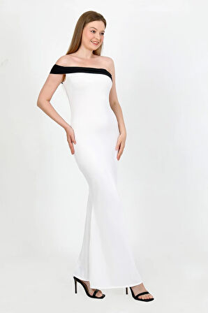 Marvella Siyah Çift Renk Elbise TNS-8041