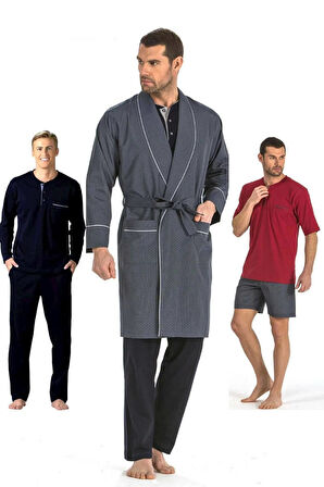 Pierre Cardin 5li Penye Robdöşambr Damat Pijama Set 5560