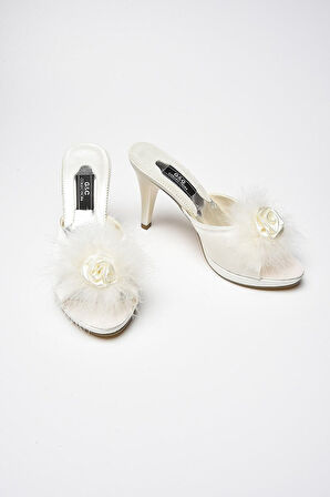 GC Pudra Gül Aksesuarlı Platform Pnponlu Kadın Terlik GC190