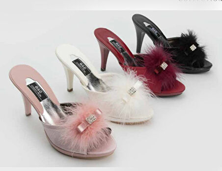 GC Pudra Taşlı Kaztüyü Platform Kadın Terlik 175