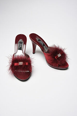 GC Siyah Taşlı Kaztüyü Platform Kadın Terlik 175