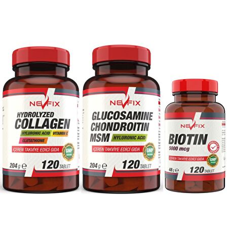 Biotin 5000 mcg Collagen 1000 mg Glucosamine 1500 mg 3 Ürün 1'den